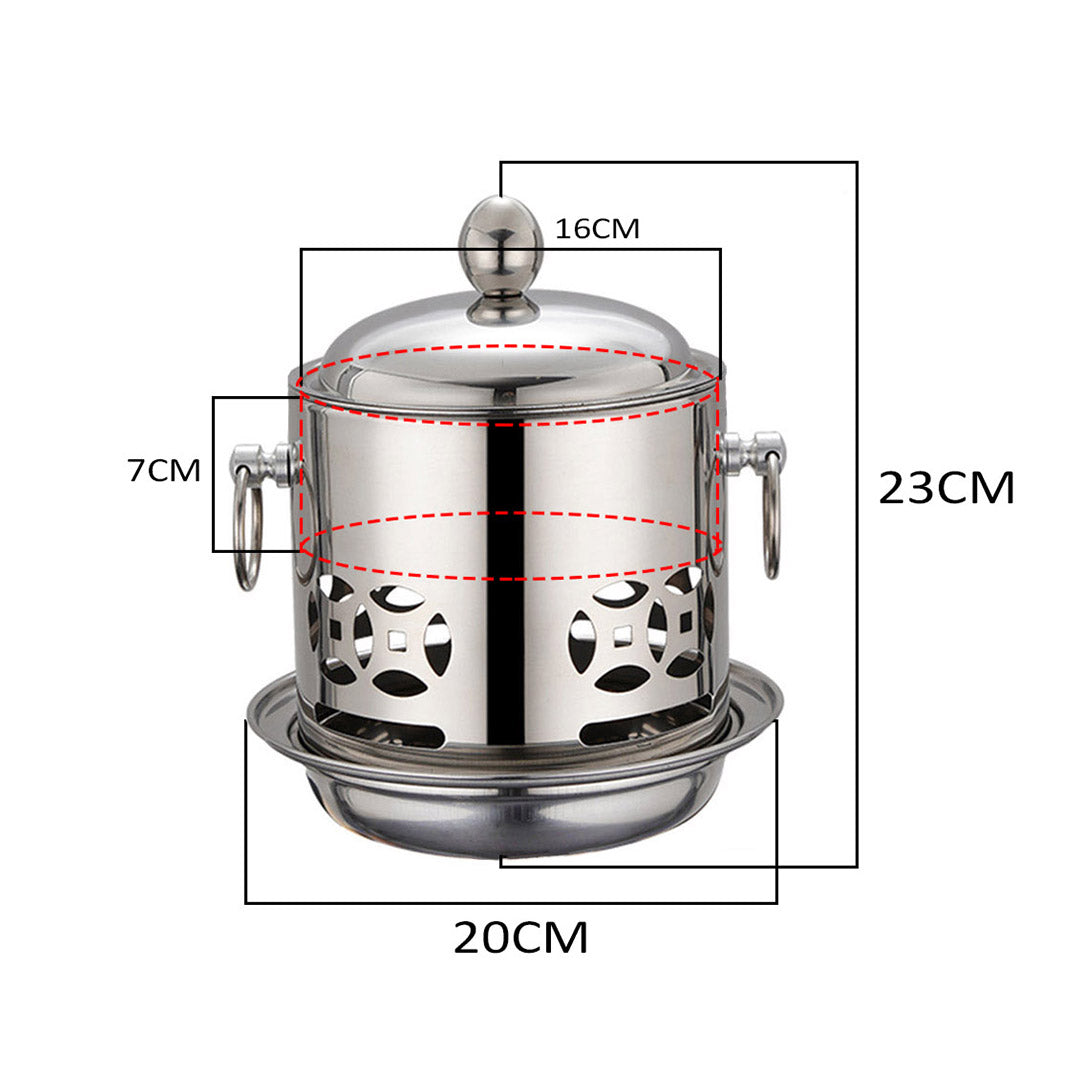 SOGA 4X Stainless Steel Mini Asian Buffet Hot Pot Single Person Shabu Alcohol Stove Burner with Lid • LUZ-ChafingDishHotPot5X4