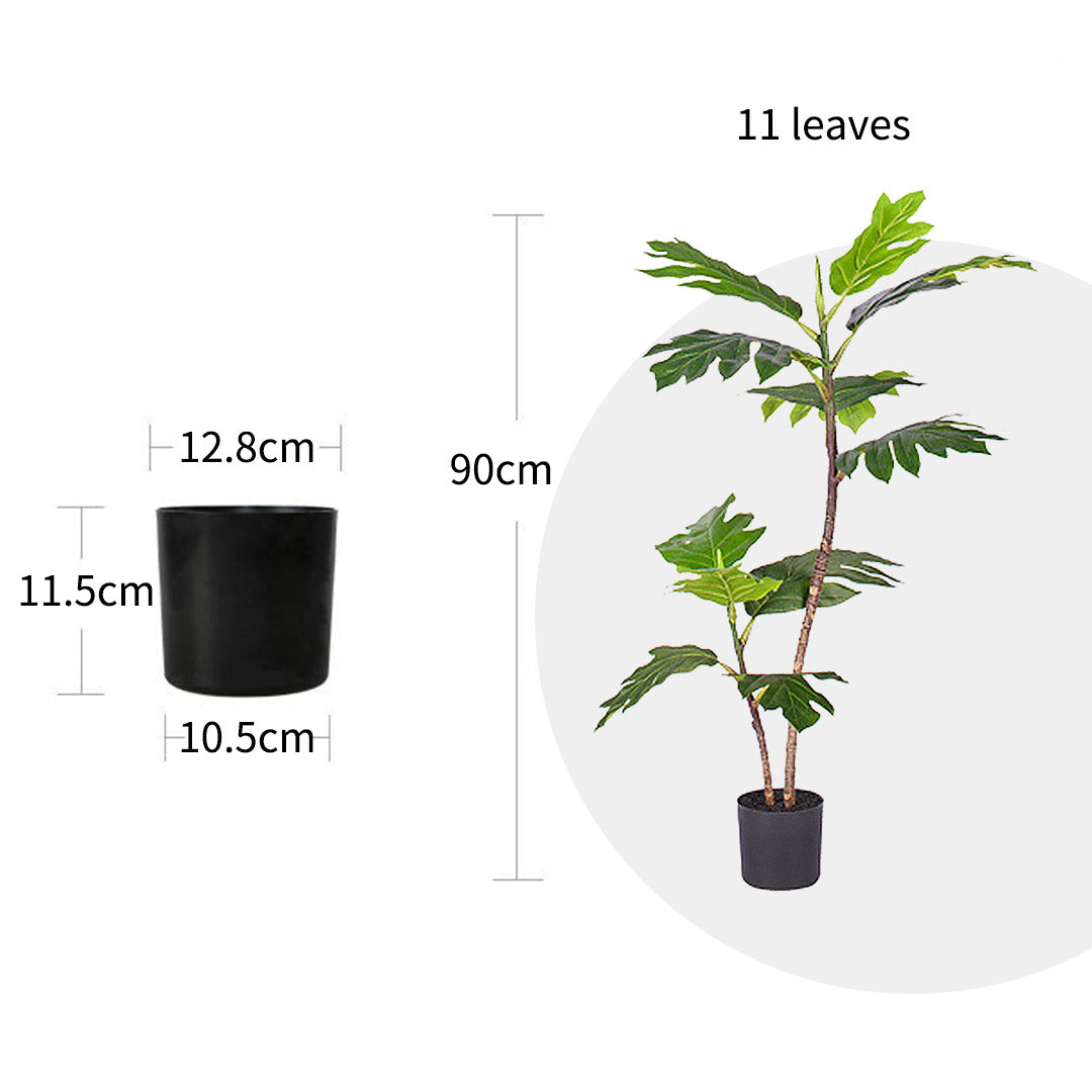 SOGA 4X 90cm 2-Trunk Artificial Natural Green Split-Leaf Philodendron Tree Fake Tropical Indoor Plant Home Office Decor • LUZ-APlant90122QX4