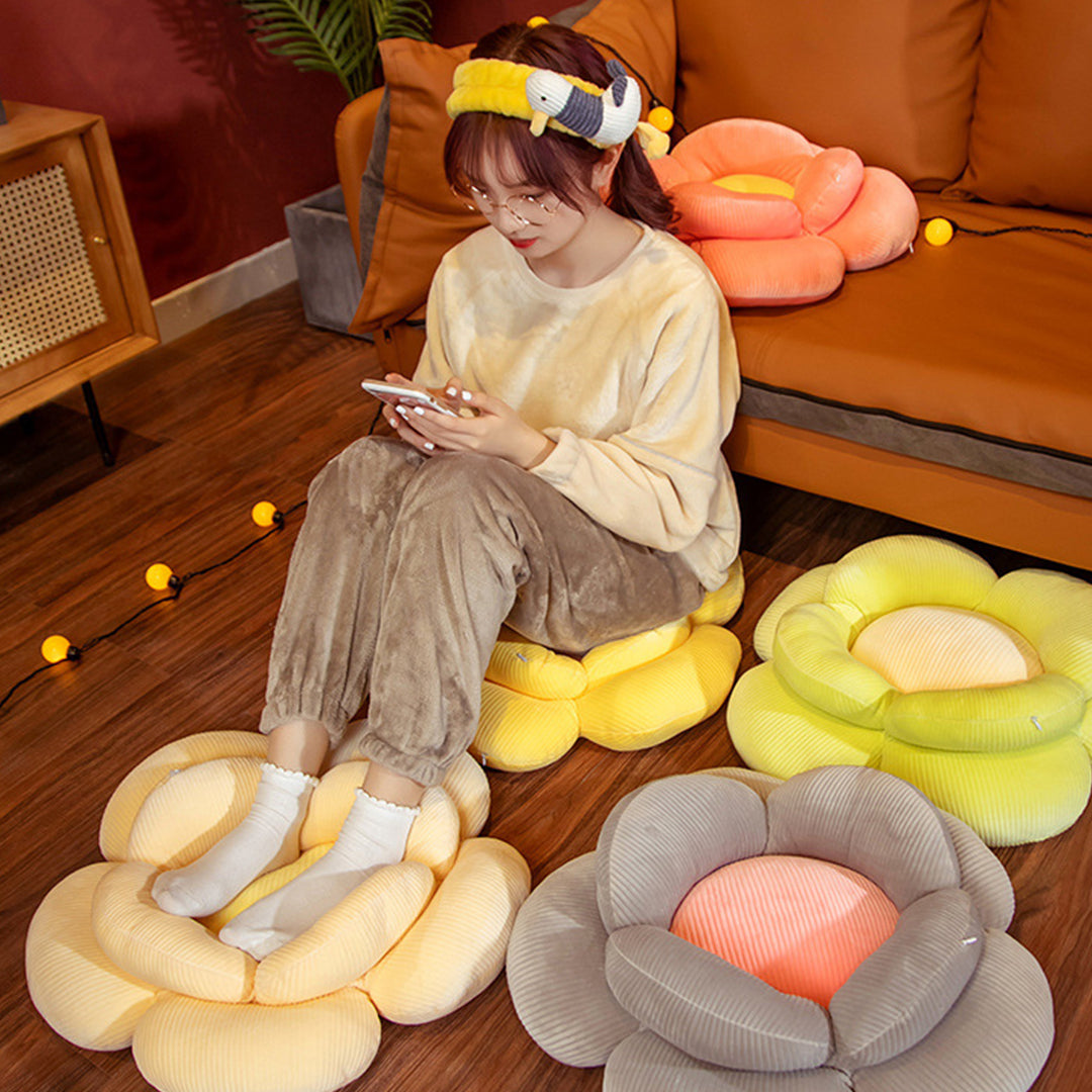 SOGA 2X Beige Double Flower Shape Cushion Soft Bedside Floor Plush Pillow Home Decor • LUZ-SCushion005X2