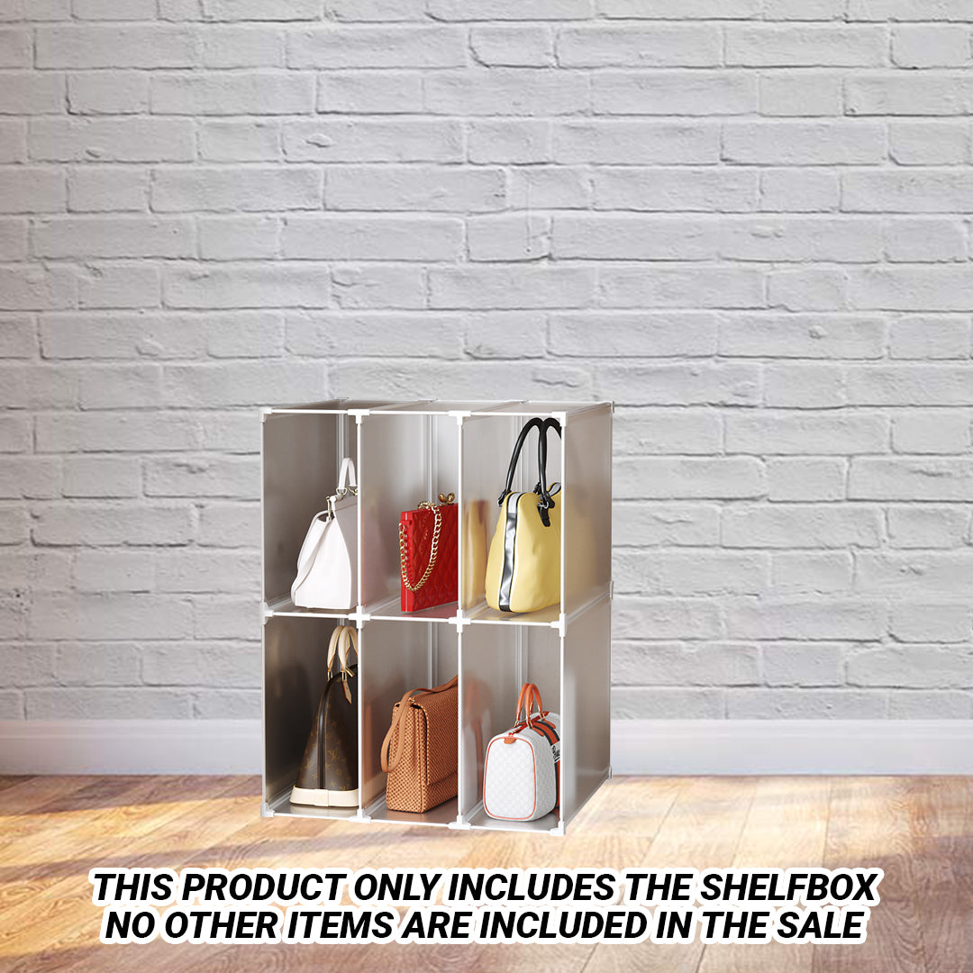 SOGA 2 Tier Multifunctional PP Plastic Bag Box Portable Cubby DIY Storage Shelves Stackable Handbag Purse Organiser • LUZ-BagBox005