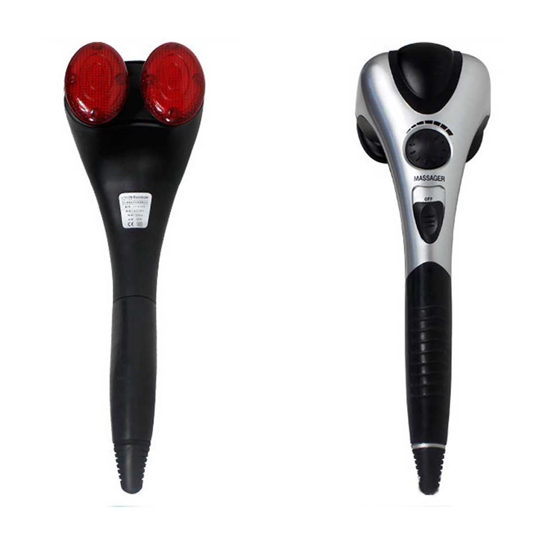SOGA Deluxe Handheld Percussion Soothing Body Massager • LUZ-MassagerSilver2Heads
