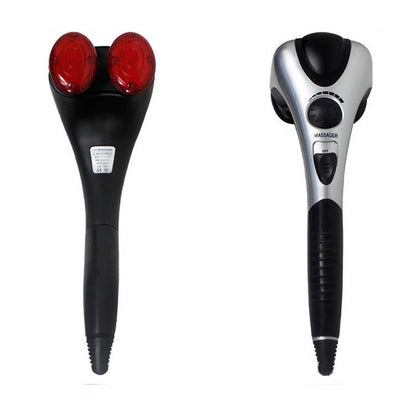 SOGA Deluxe Handheld Percussion Soothing Body Massager • LUZ-MassagerSilver2Heads