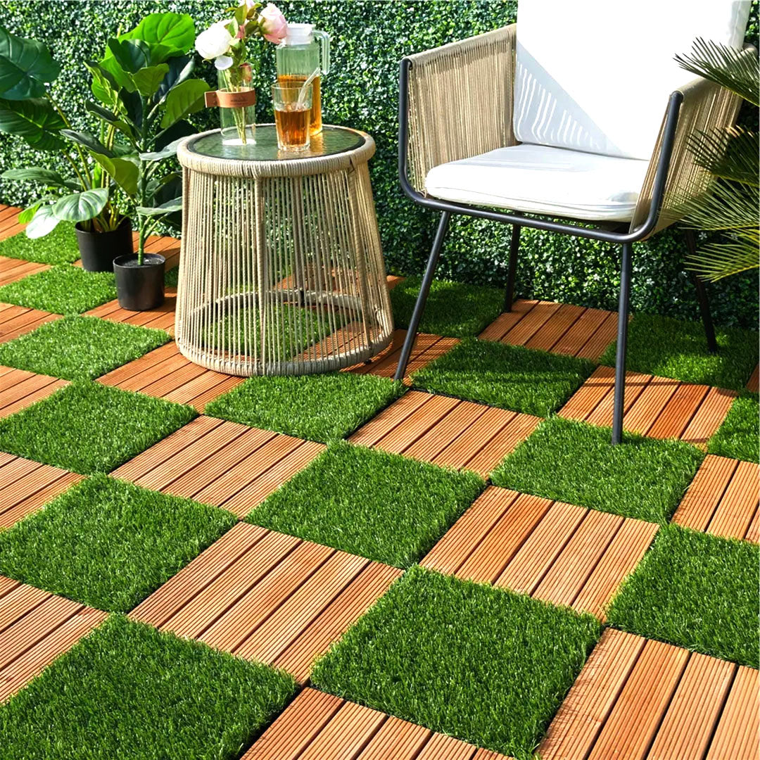 SOGA 2X 11 pcs Coffee DIY Wooden Composite Decking Tiles Garden Outdoor Backyard Flooring Home Decor • LUZ-Deck7005X2