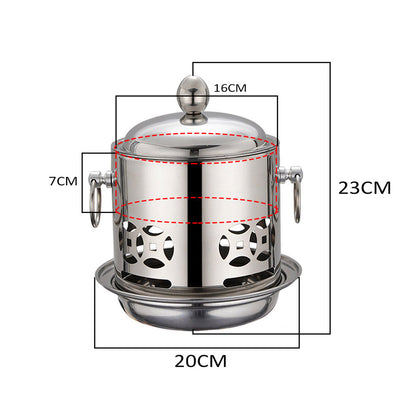 SOGA Stainless Steel Mini Asian Buffet Hot Pot Single Person Shabu Alcohol Stove Burner with Lid • LUZ-ChafingDishHotPot5