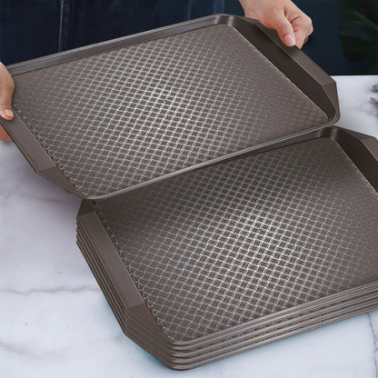 SOGA Rectangular Serving Tray Heavy Duty Waterproof Stackable Plastic Food Snack Pan Set of 5 Coffee • LUZ-PVPlateCoffeeX5