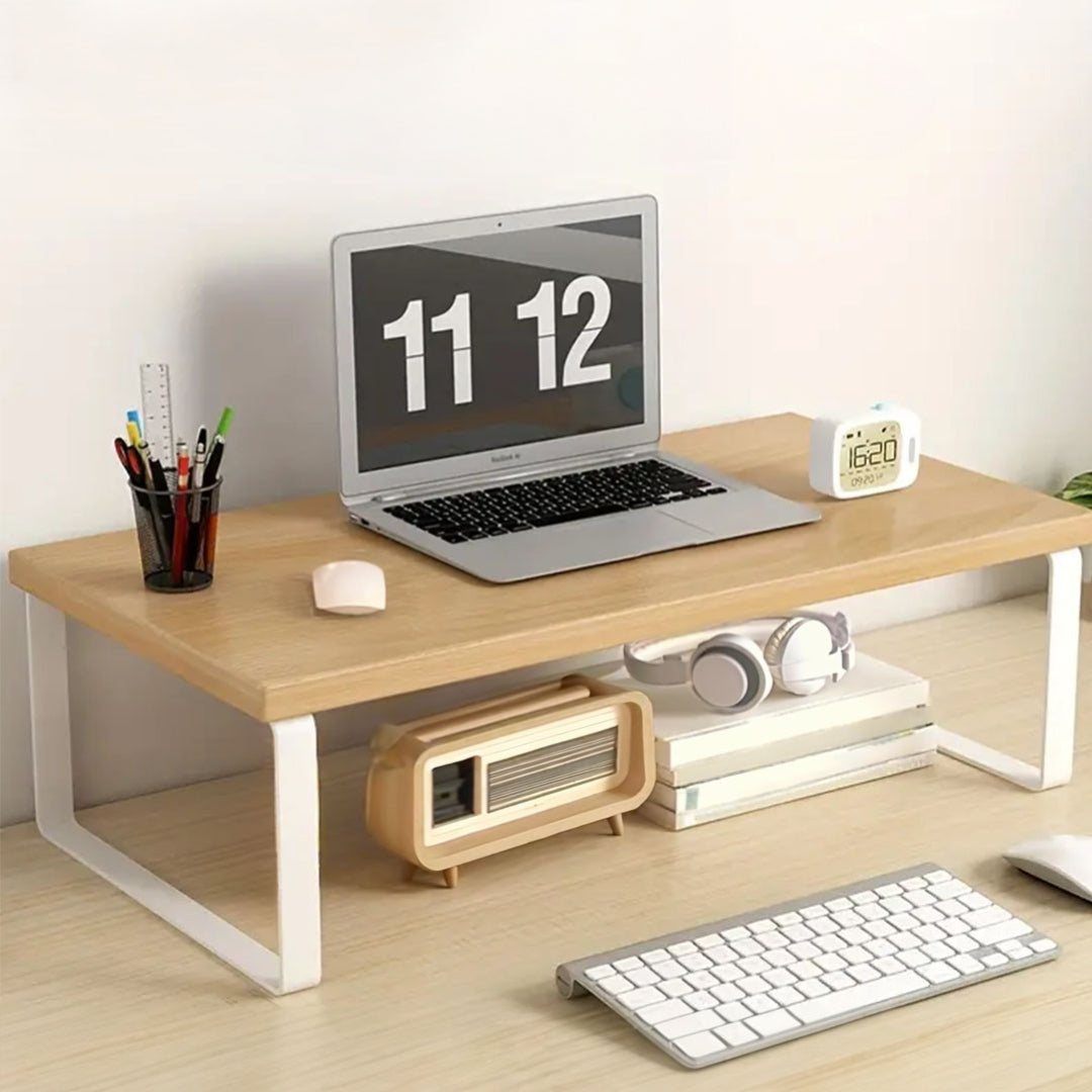 SOGA 2X 40cm Wood Computer Monitor Elevated Stand Desktop Support Station Rack • LUZ-Level003X2
