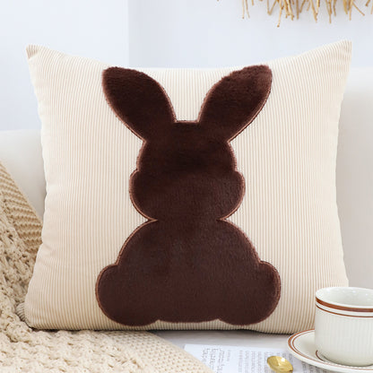 SOGA 2X 45cm Throw Pillow Light Tan Square Cushion with Soft Coffee Bunny Design Decorative Home Decor LUZ-FrenchCushion281X2