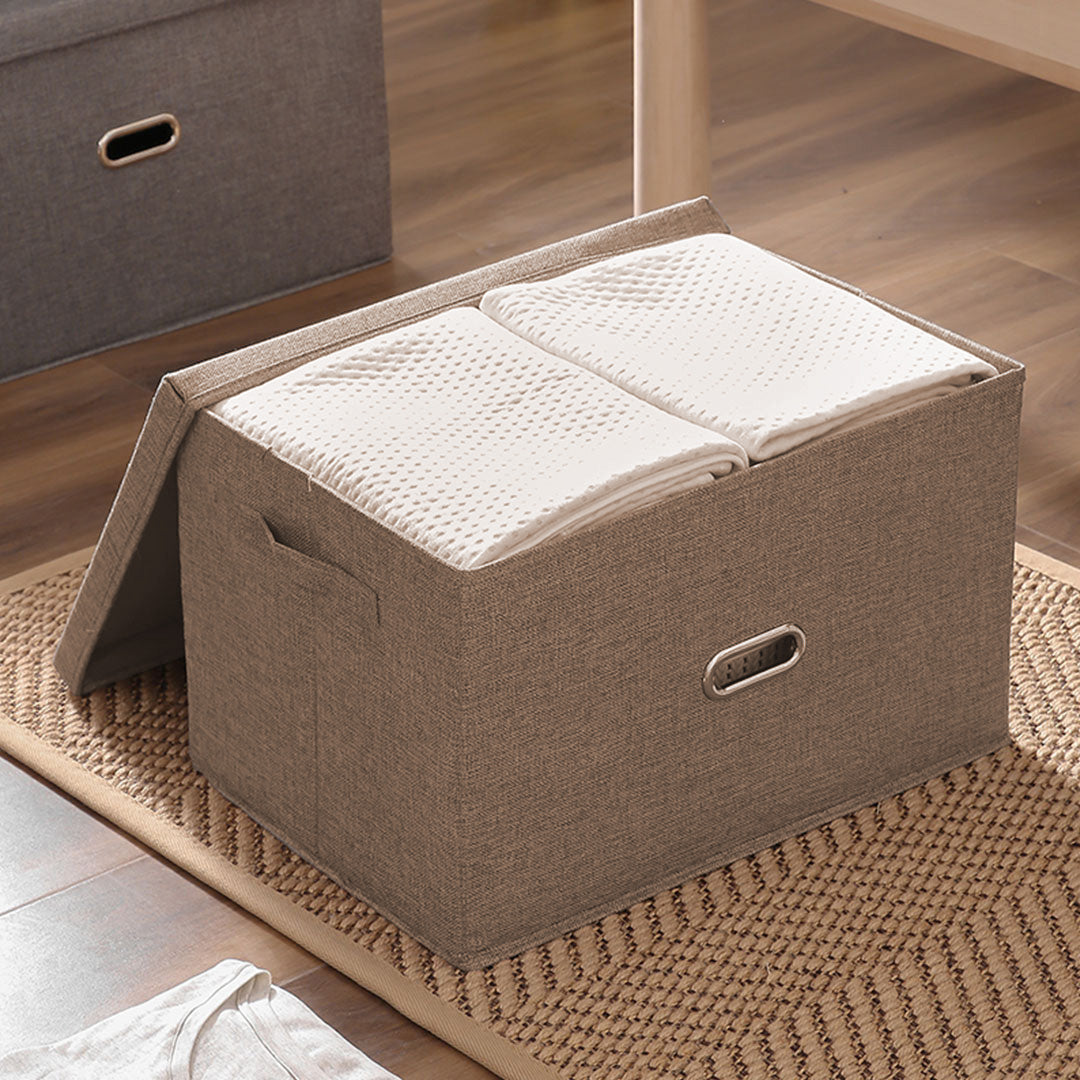 SOGA Coffee Small Foldable Canvas Storage Box Cube Clothes Basket Organiser Home Decorative Box • LUZ-SBox009