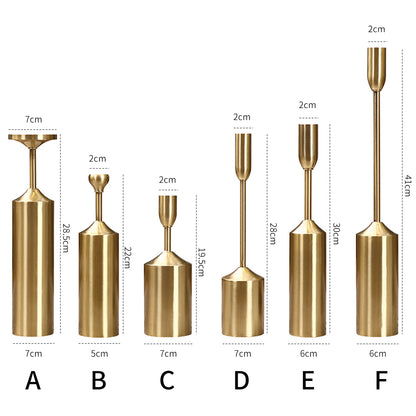 SOGA 6pcs Gold Iron Taper Luxury Candlestick Candle Holder Stand Pillar • LUZ-CandleStick1150