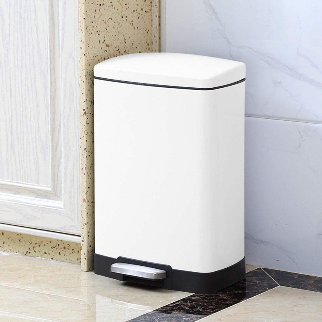 SOGA 4X Foot Pedal Stainless Steel Rubbish Recycling Garbage Waste Trash Bin Rectangular Shape 12L White • LUZ-RubbishBinU12L03X4
