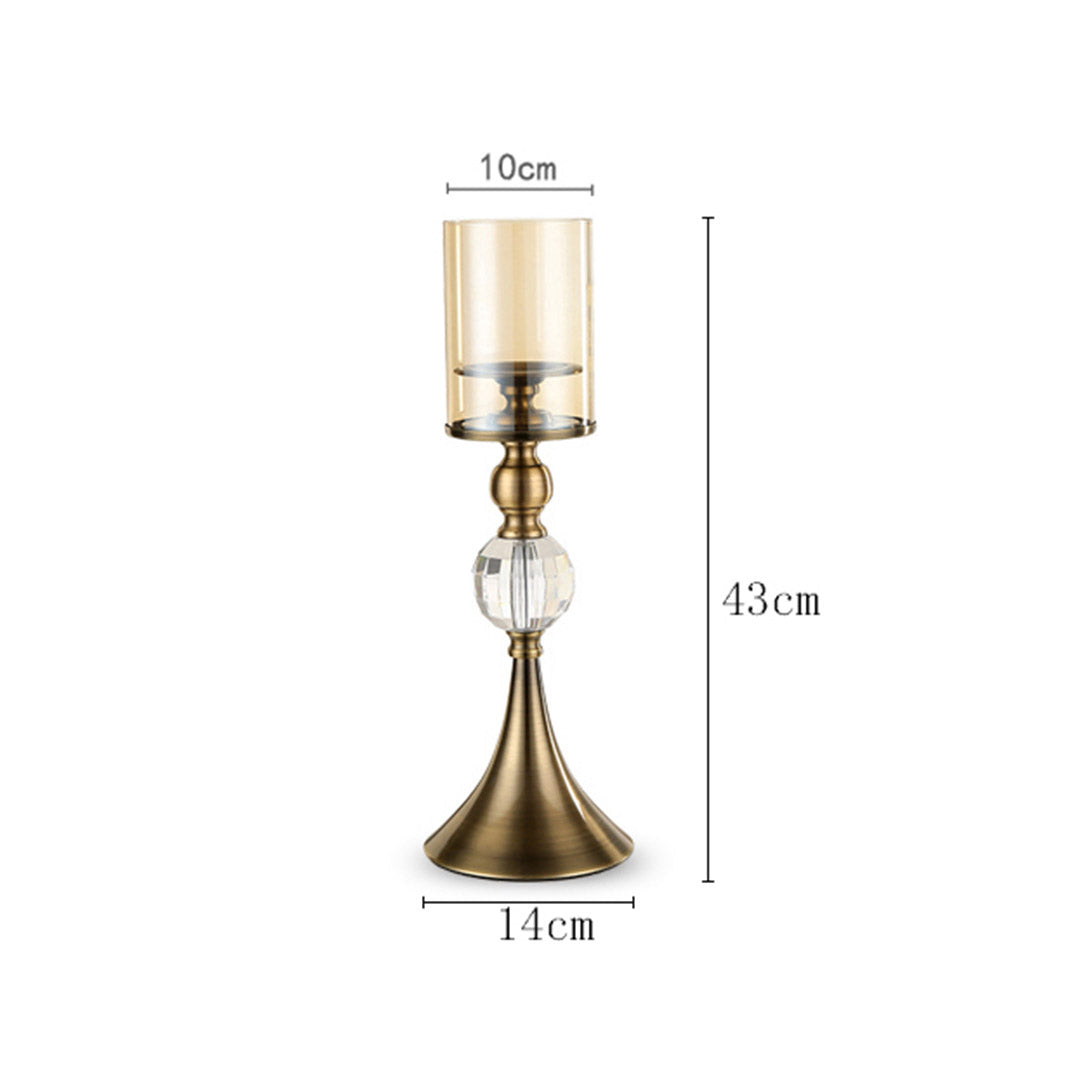 SOGA 43cm Glass Candle Holder Candle Stand Glass/Metal • LUZ-CandleStickBLarge