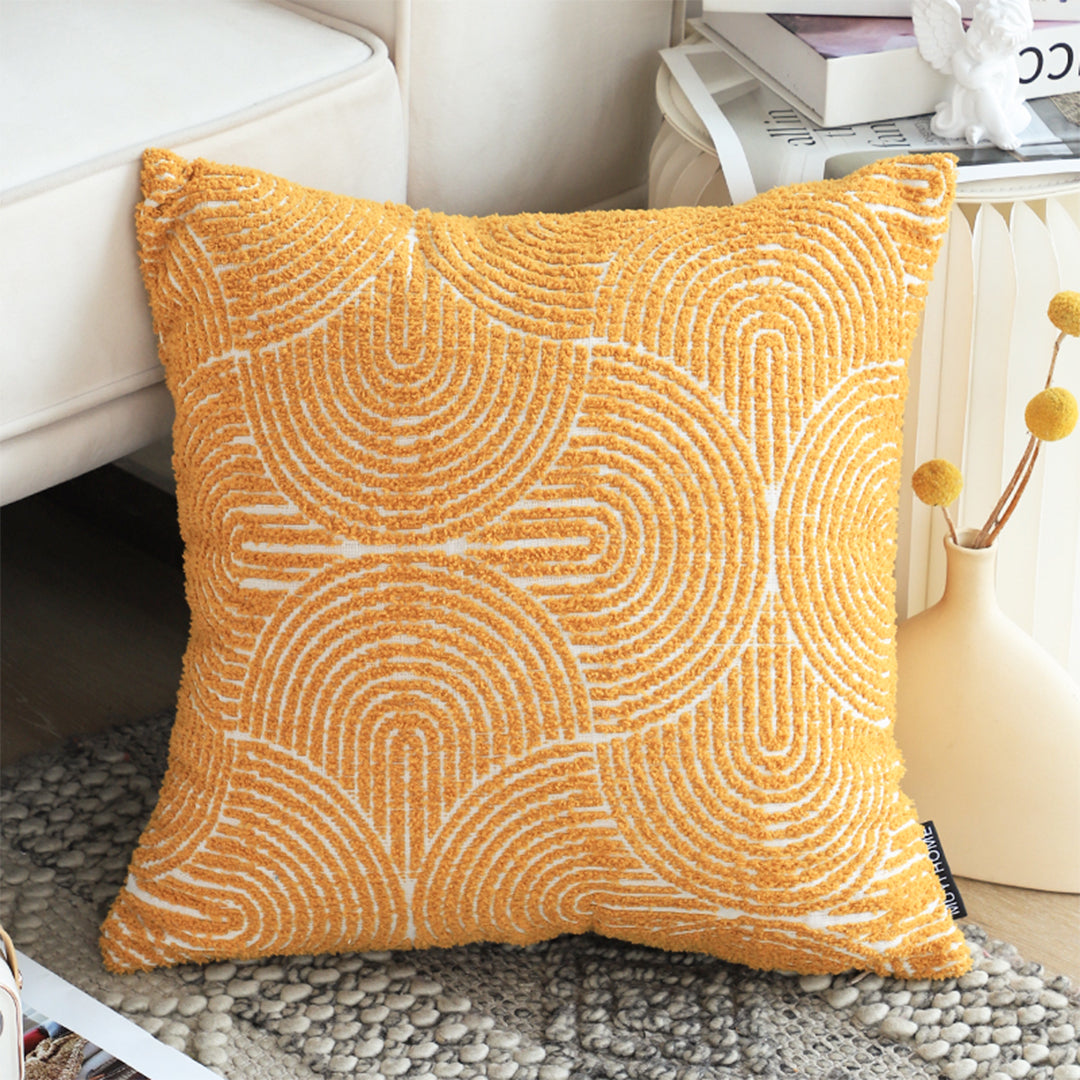 SOGA 50cm Mustard Yellow Throw Pillow Geometric Indoor and Outdoor Corded for Home Decor • LUZ-FrenchCushion321