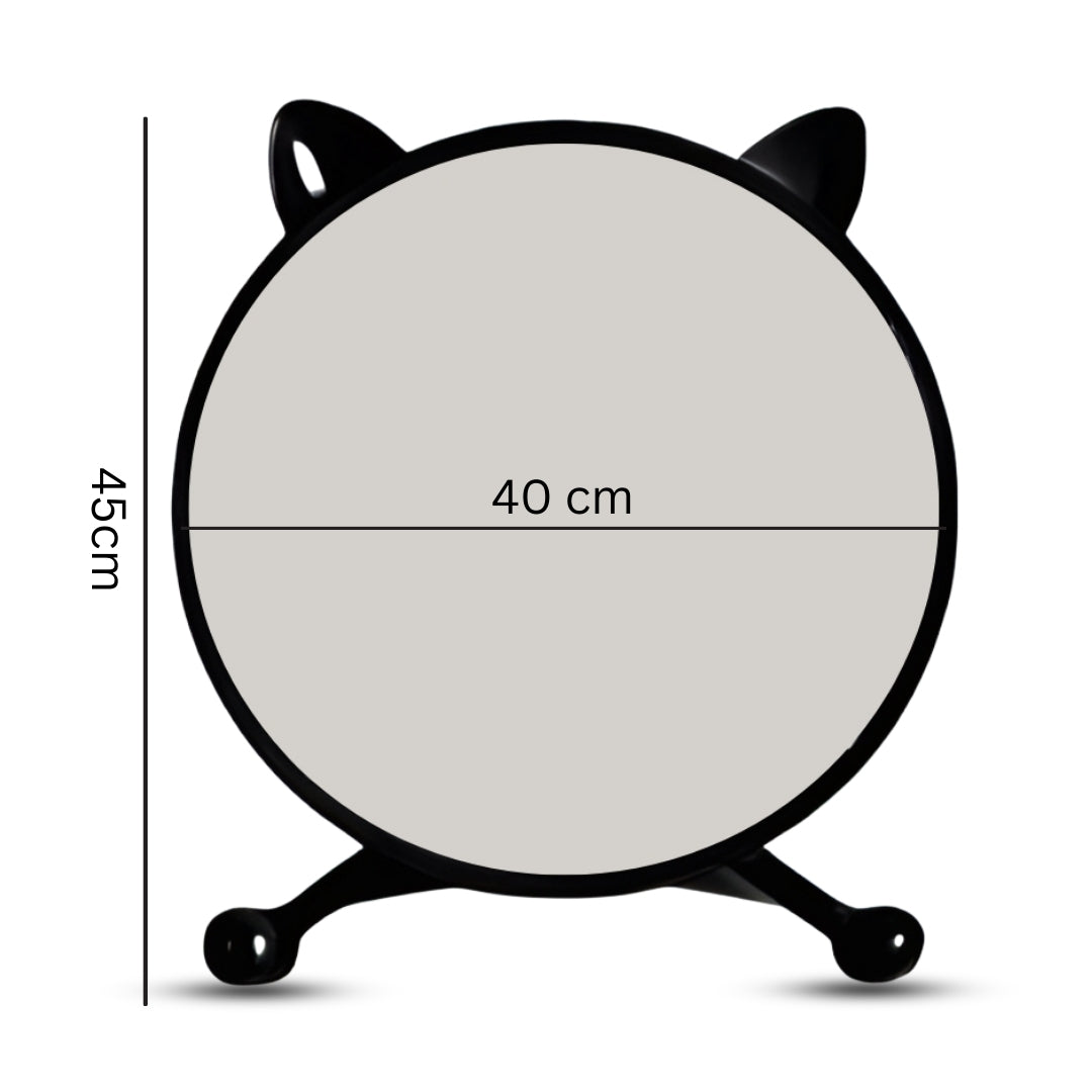 SOGA 2X 40cm Black Smart Makeup Bedroom Table Mirror Cat Ear Style No LED Light • LUZ-MirrorE4X2