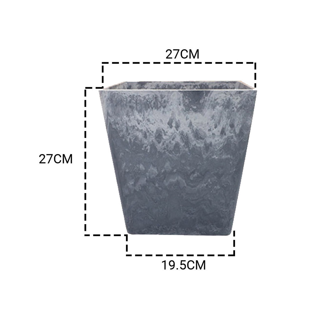 SOGA 27cm Weathered Grey Square Resin Plant Flower Pot in Cement Pattern Planter Cachepot for Indoor Home Office • LUZ-FPotH2765