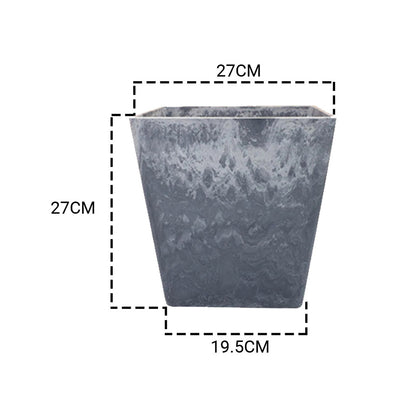 SOGA 27cm Weathered Grey Square Resin Plant Flower Pot in Cement Pattern Planter Cachepot for Indoor Home Office • LUZ-FPotH2765