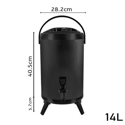 SOGA 14L Stainless Steel Insulated Milk Tea Barrel Hot and Cold Beverage Dispenser Container with Faucet Black • LUZ-VICDispenser14LBLK