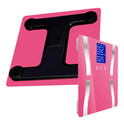 SOGA 2X Glass LCD Digital Body Fat Scale Bathroom Electronic Gym Water Weighing Scales Pink LUZ-BodyFatScalePinkX2