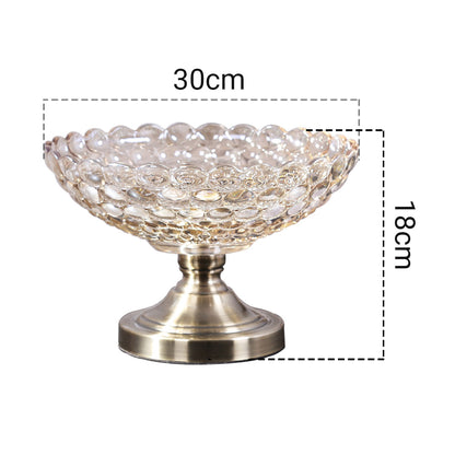 SOGA Bronze Pedestal Crystal Glass Fruit Bowl Candy Holder Countertop Dessert Serving Basket Decor • LUZ-Plate6063