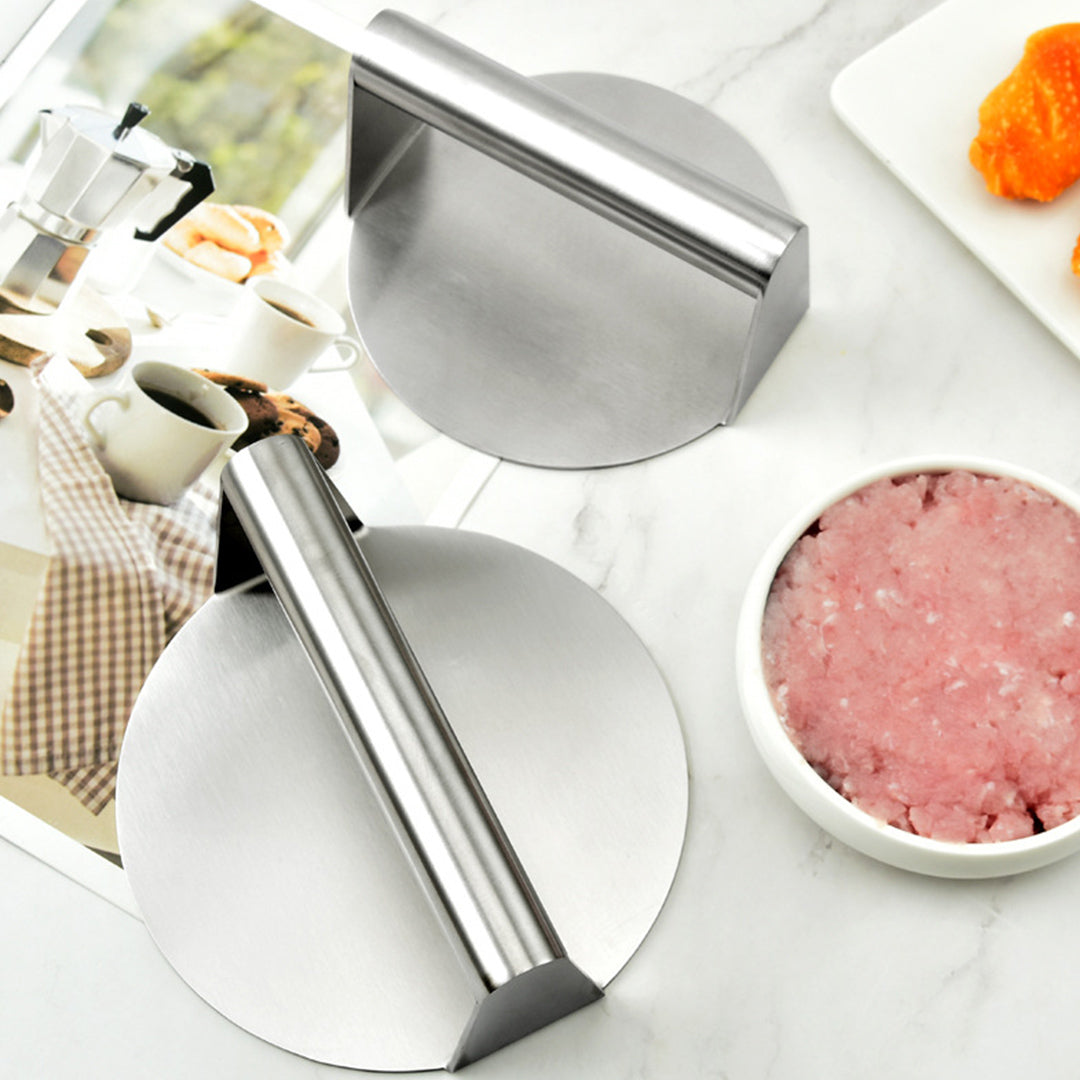 SOGA Stainless Steel Burger Press Heavy-Duty Round Bacon Grill Smasher Flat Bottom Patty Maker • LUZ-Zpai058