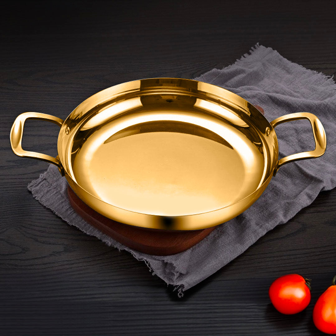SOGA 32cm Flat Base Seafood Dry Pot in Elegant Gold Color with Durable for Kitchen Essential • LUZ-VICSoupPot31