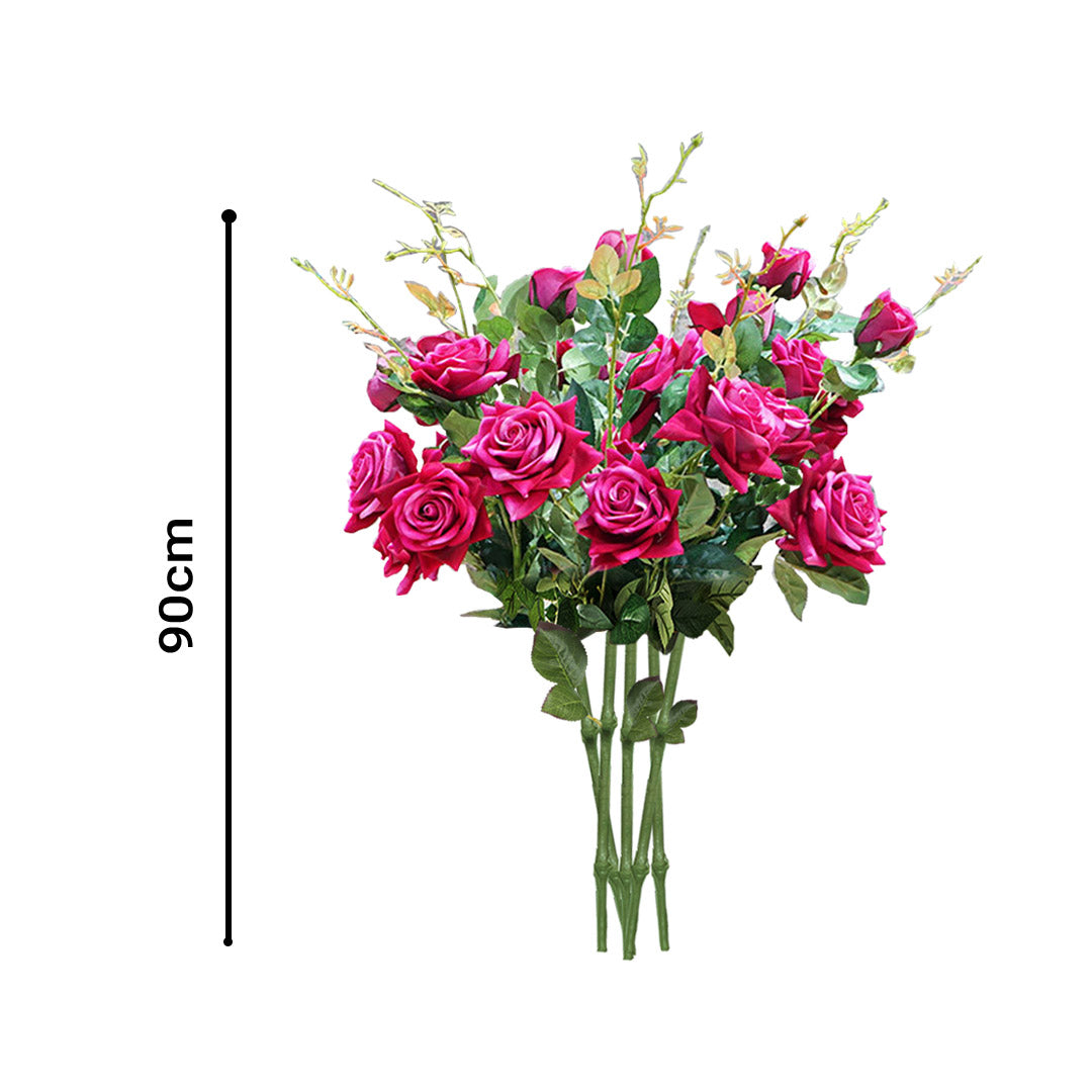 SOGA 8 Bunch Artificial Silk Rose 5 Heads Flower Fake Bridal Bouquet Table Decor Pink • LUZ-HO-F008