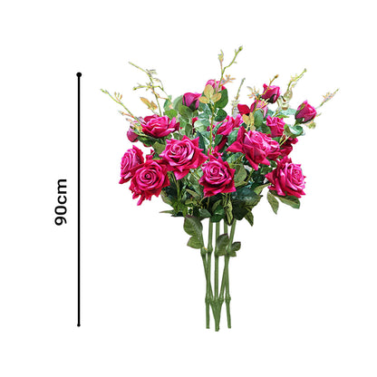SOGA 8 Bunch Artificial Silk Rose 5 Heads Flower Fake Bridal Bouquet Table Decor Pink • LUZ-HO-F008