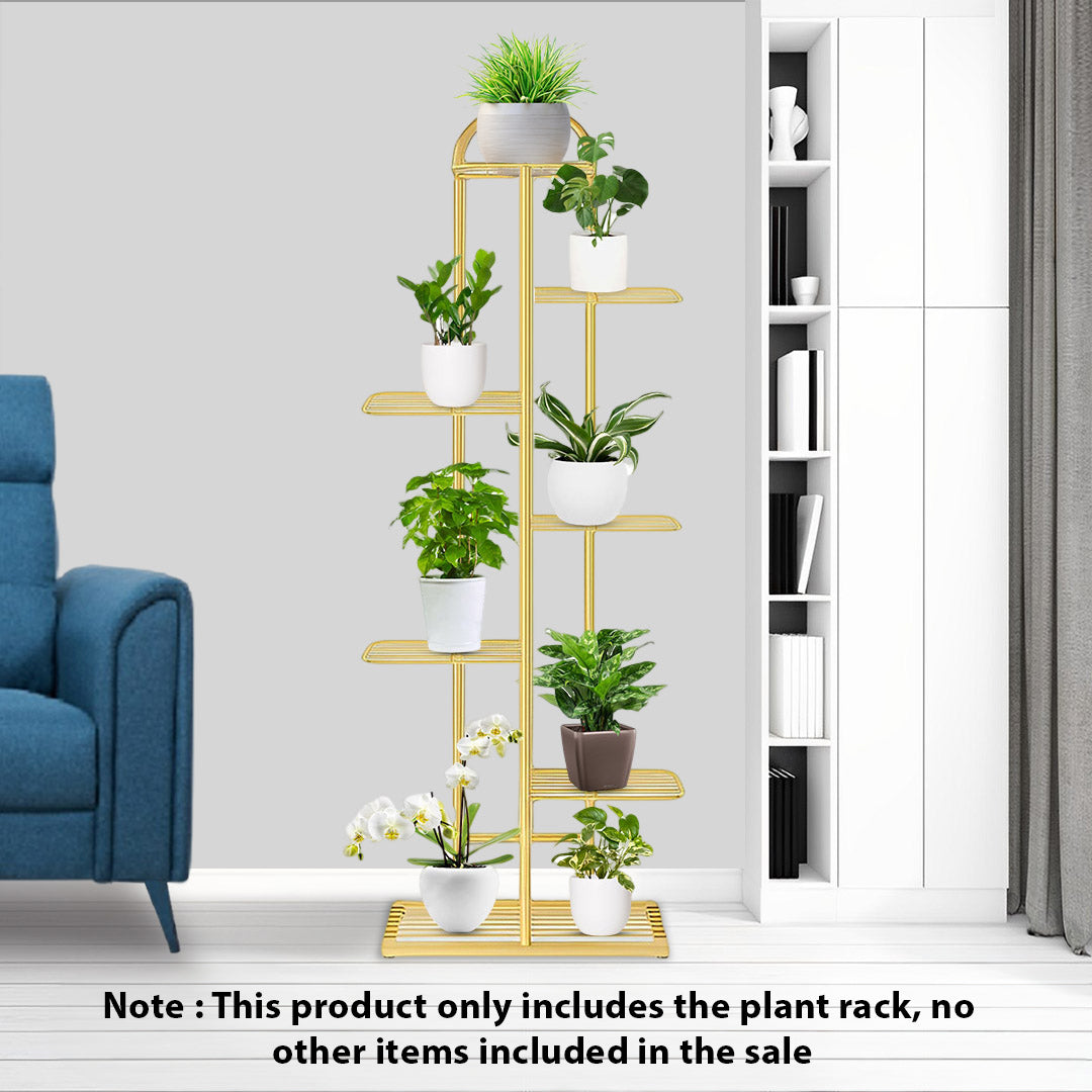 SOGA 7 Tier 8 Pots Gold Metal Plant Stand Flowerpot Display Shelf Rack Indoor Home Office Decor • LUZ-FPotH15
