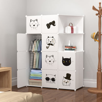 SOGA 10 Cubes White Portable Wardrobe Divide-Grid Modular Storage Organiser Foldable Closet with Doors • LUZ-Wrobe3520