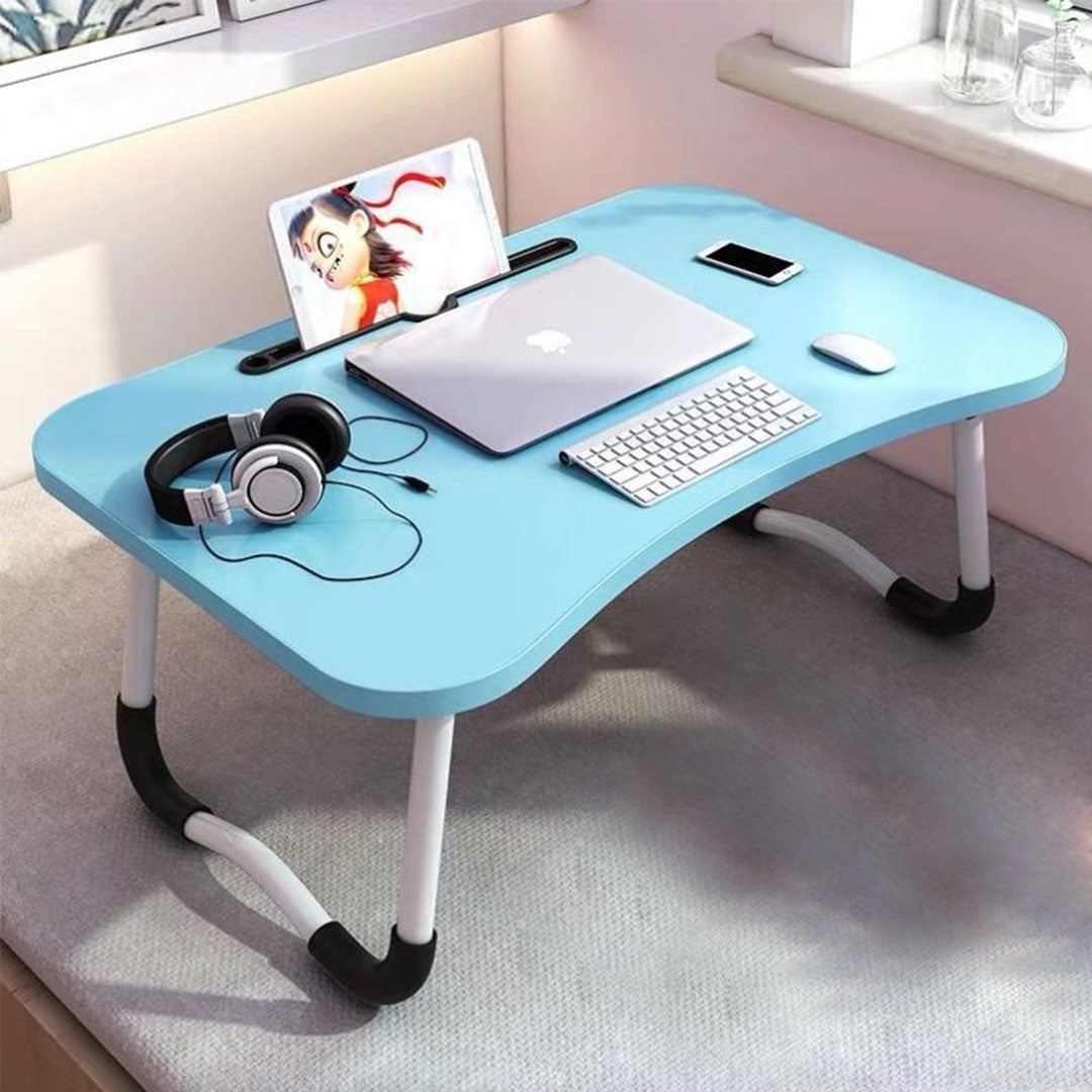 SOGA 2X Blue Portable Bed Table Adjustable Foldable Bed Sofa Study Table Laptop Mini Desk with Notebook Stand Card Slot Holder Home Decor • LUZ-BedTableG43X2