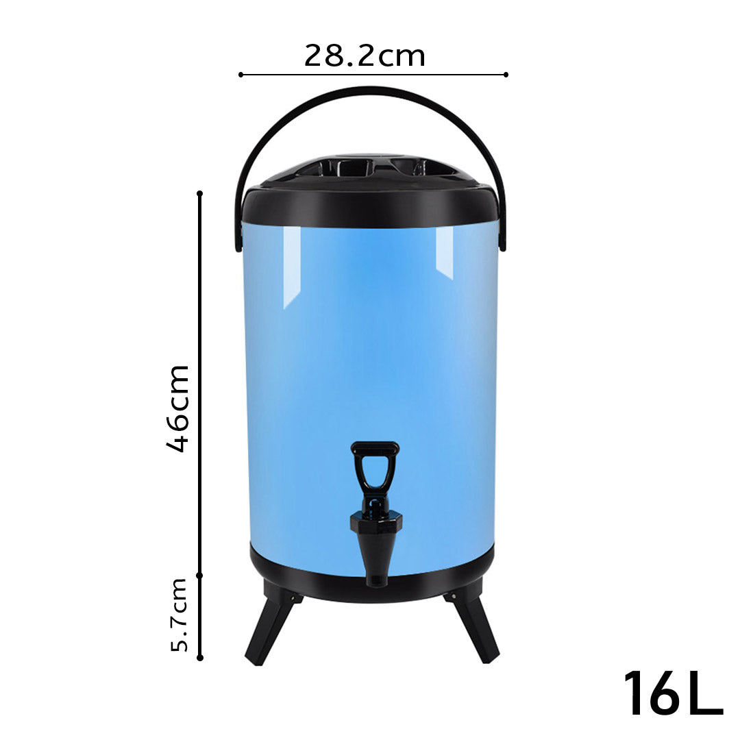 SOGA 16L Stainless Steel Insulated Milk Tea Barrel Hot and Cold Beverage Dispenser Container with Faucet Blue • LUZ-VICDispenser16LBLU
