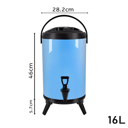SOGA 16L Stainless Steel Insulated Milk Tea Barrel Hot and Cold Beverage Dispenser Container with Faucet Blue • LUZ-VICDispenser16LBLU
