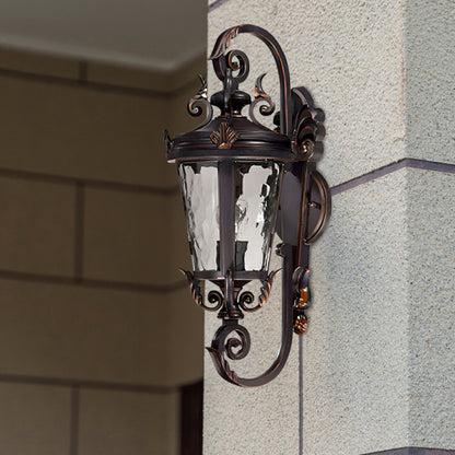 Vintage Lantern 70cm Aluminum & Glass Wall Light Classic Lantern Design Elegant Outdoor Antique Inspired Wall Lamp • LUZ-Lamp58499Med