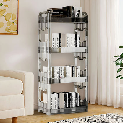 SOGA 2X 38x24cm Clear 4 Tier Bookshelf & Cosmetic Storage Organizer Trolley Rack • LUZ-BookSheClear5X2
