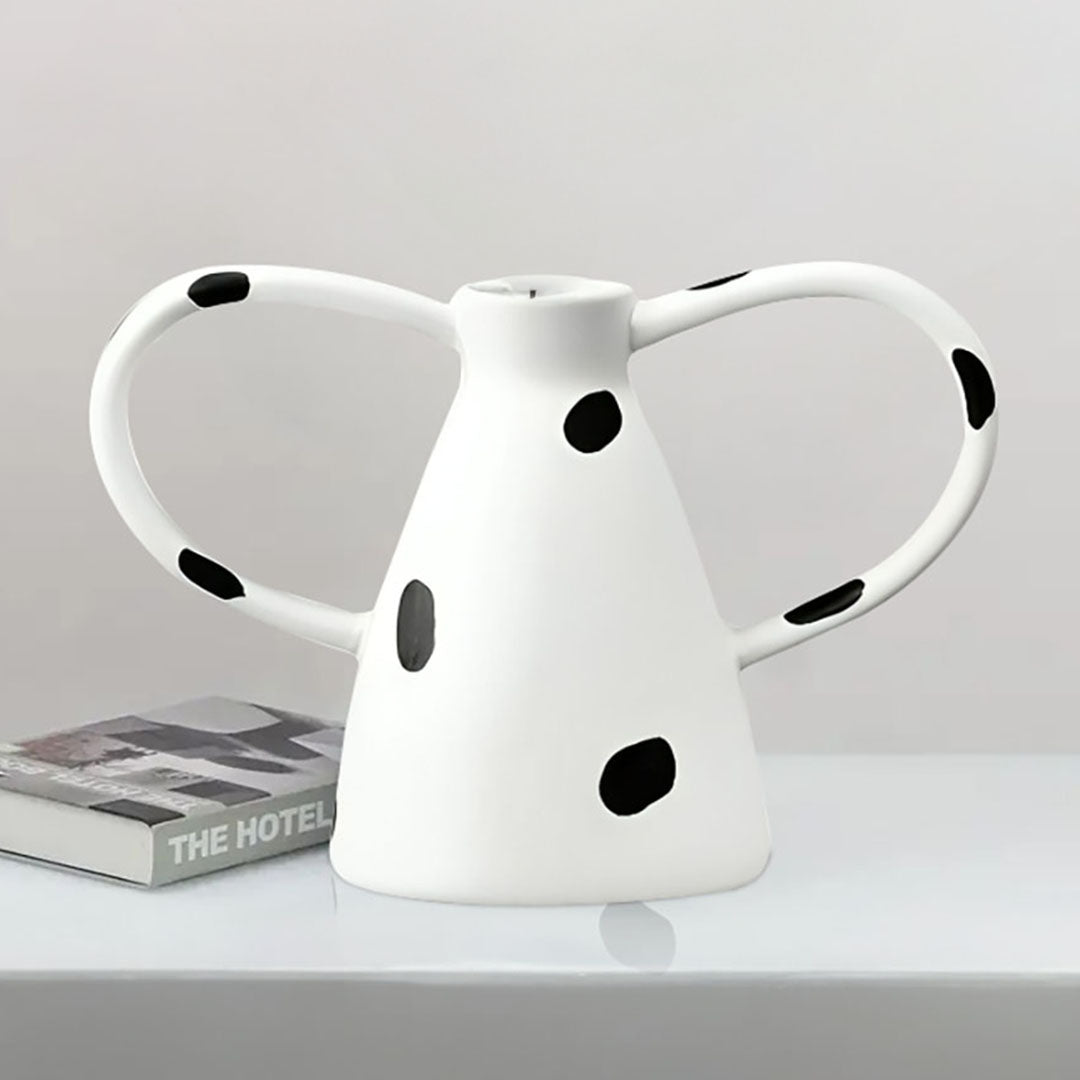 SOGA 2X 23.5x11cm Ornament Vase with Polka Dot Handicraft Decorations in Living Room Home Decor • LUZ-Ornament2918X2