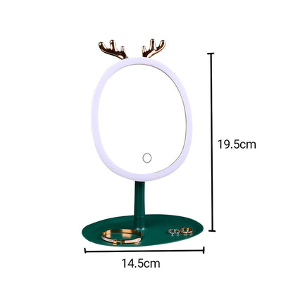 SOGA 2X Green Antler LED Light Makeup Mirror Tabletop Vanity Home Decor • LUZ-BathG534X2