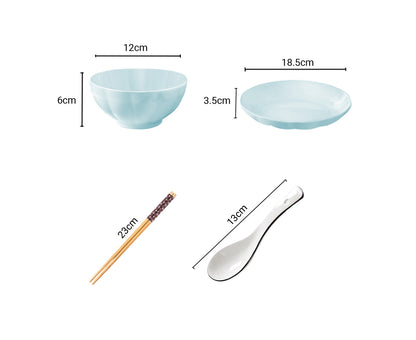 SOGA Light Blue Japanese Style Ceramic Dinnerware Crockery Soup Bowl Plate Server Kitchen Home Decor Set of 10 • LUZ-BowlG438