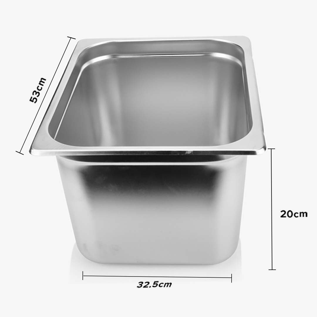 SOGA Gastronorm GN Pan Full Size 1/1 GN Pan 20cm Deep Stainless Steel Tray With Lid • LUZ-GP5406wLidX1