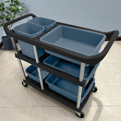 SOGA 2X 3-Tier Commercial Soiled Food Trolley Dirty Plate Cart Five Buckets Kitchen Food Utility • LUZ-FoodCart1518X2