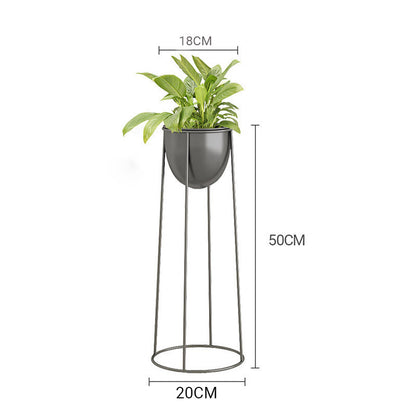 SOGA 50cm Round Wire Metal Flower Pot Stand with Black Flowerpot Holder Rack Display • LUZ-FPotH52RoundBLK