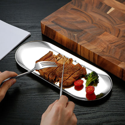 SOGA Silver Nordic Oval Plate Set Small Medium, and Large for 3 Pieces Kitchen Essentials • LUZ-VICPlate50