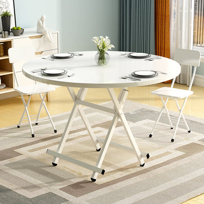 SOGA White Dining Table Portable Round Surface Space Saving Folding Desk Home Decor • LUZ-TableRD722