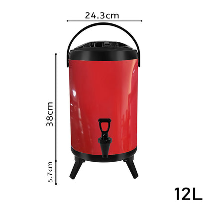 SOGA 12L Stainless Steel Insulated Milk Tea Barrel Hot and Cold Beverage Dispenser Container with Faucet Red • LUZ-VICDispenser12LRED