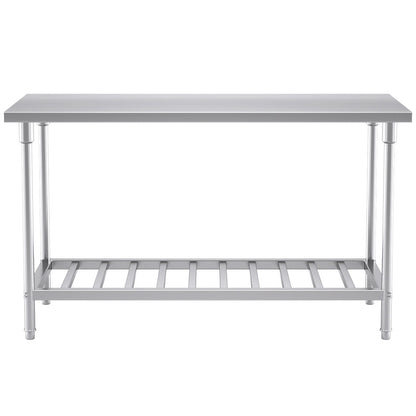 SOGA 150*70*85cm Commercial Catering Kitchen Stainless Steel Prep Work Bench • LUZ-WorkBenchSS2033150CM