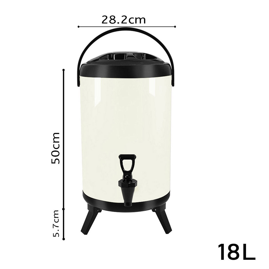 SOGA 4X 18L Stainless Steel Insulated Milk Tea Barrel Hot and Cold Beverage Dispenser Container with Faucet White • LUZ-VICDispenser18LWHTX4