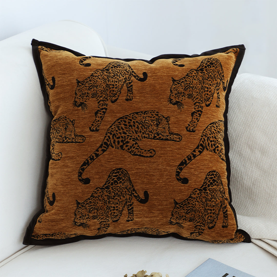 SOGA 2X 45cm Throw Pillow Dark Brown Leopard Square Retro Decorative Cushion for Living Room LUZ-FrenchCushion299X2