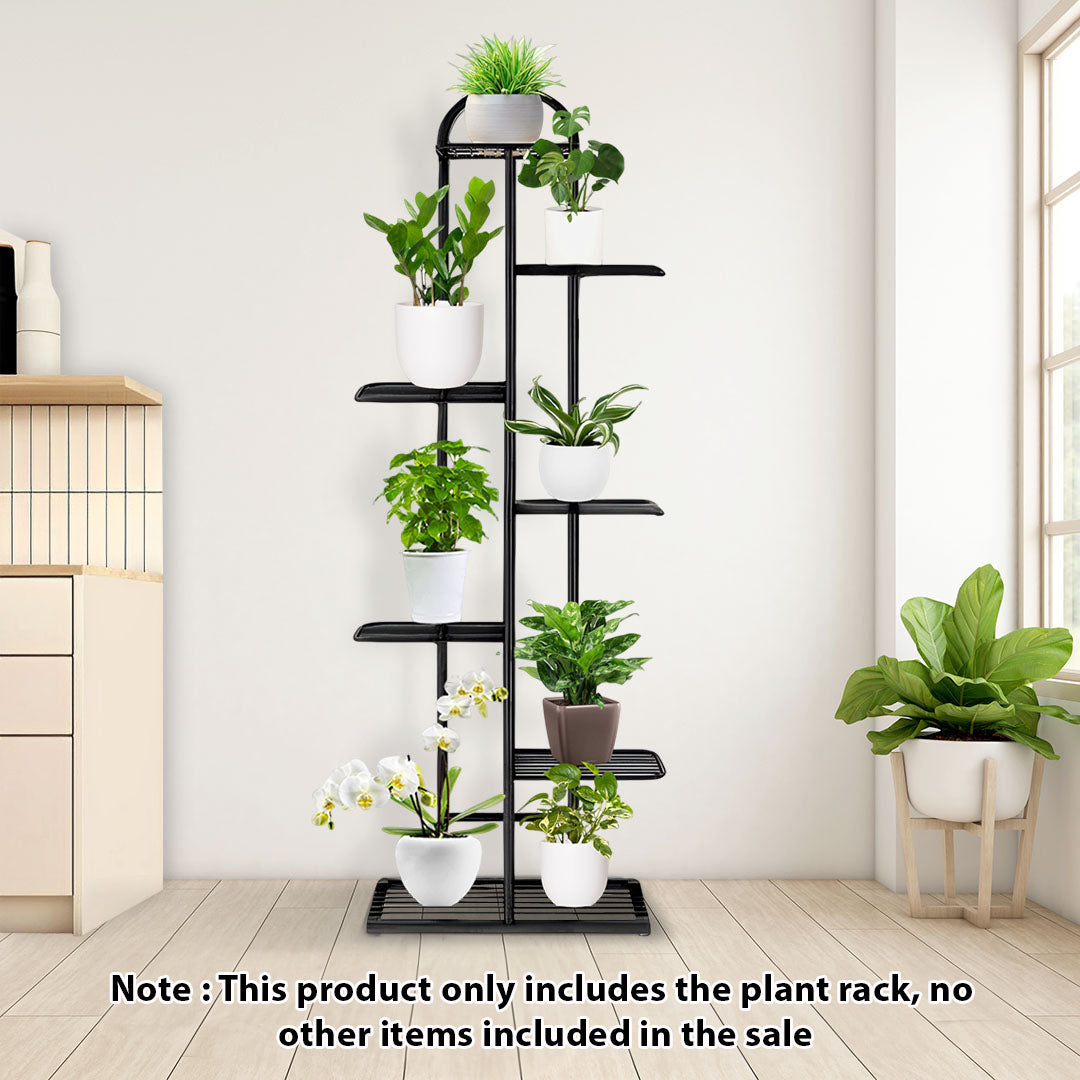 SOGA 7 Tier 8 Pots Black Metal Plant Stand Flowerpot Display Shelf Rack Indoor Home Office Decor • LUZ-FPotH05