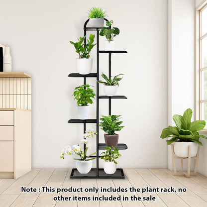 SOGA 7 Tier 8 Pots Black Metal Plant Stand Flowerpot Display Shelf Rack Indoor Home Office Decor • LUZ-FPotH05
