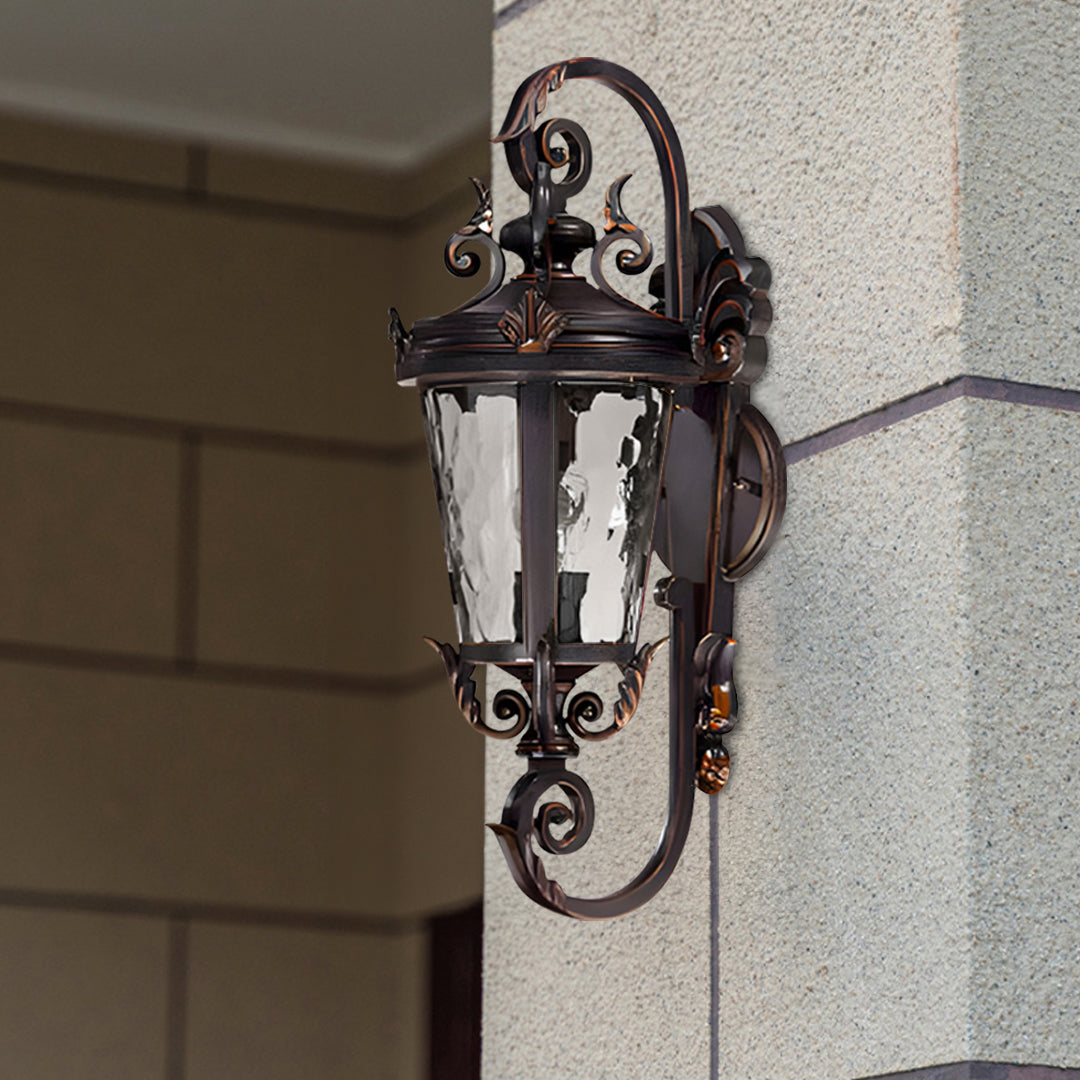 Vintage Lantern 2X 70cm Aluminum & Glass Wall Light Classic Lantern Design Elegant Outdoor Antique Inspired Wall Lamp • LUZ-Lamp58499MedX2