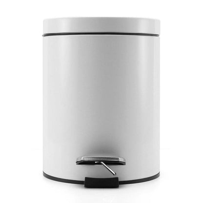 SOGA 4X 12L Foot Pedal Stainless Steel Rubbish Recycling Garbage Waste Trash Bin Round White • LUZ-RubbishBinRound12LWhiteX4