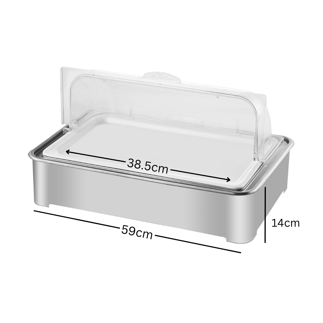 SOGA 59x38.5cm Silver Color Ceramic Serving Bowl Chafing Dish for Kitchen Essential • LUZ-ChafingDish6V12